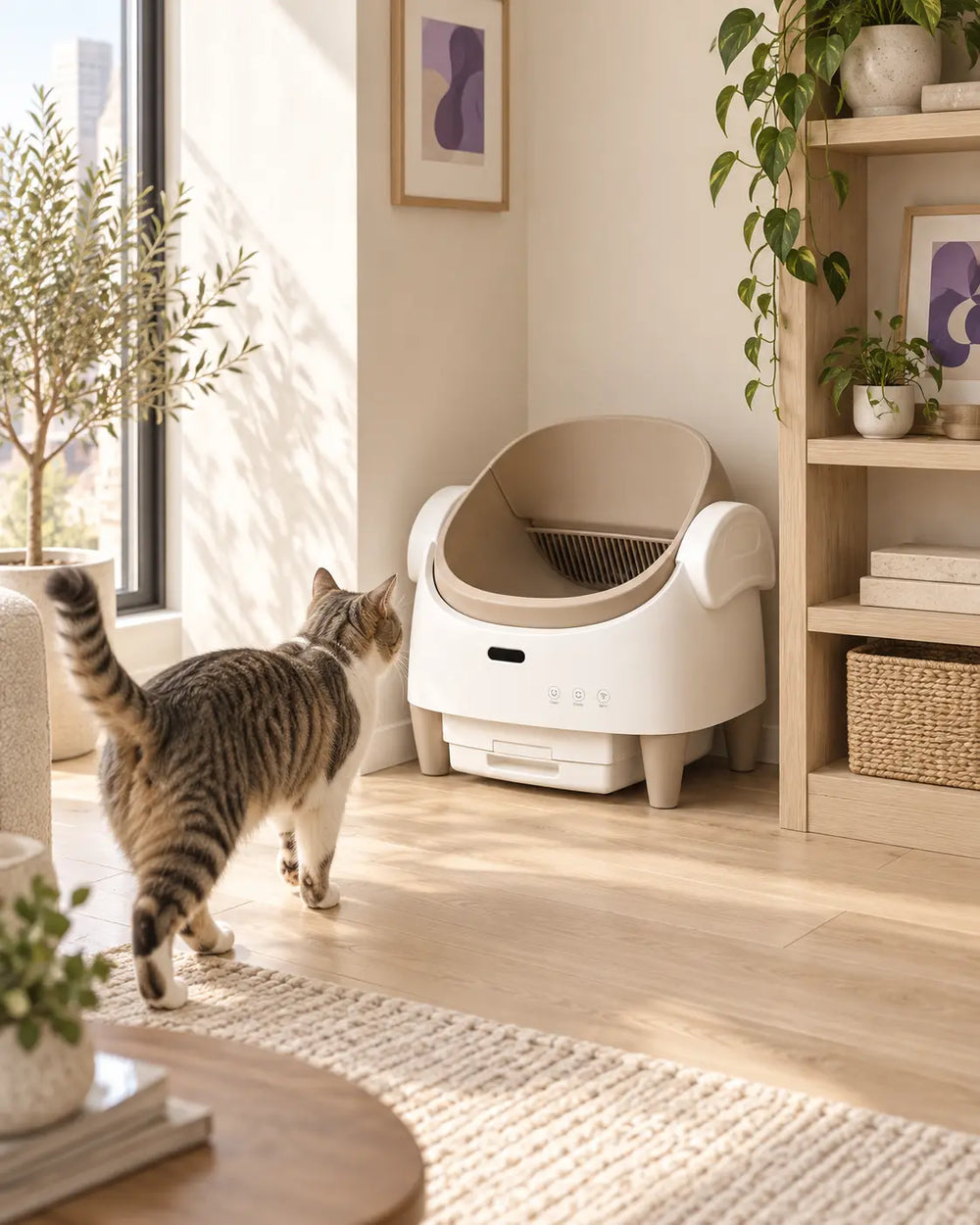 Tail & Co. automatic litter box in a small apartment