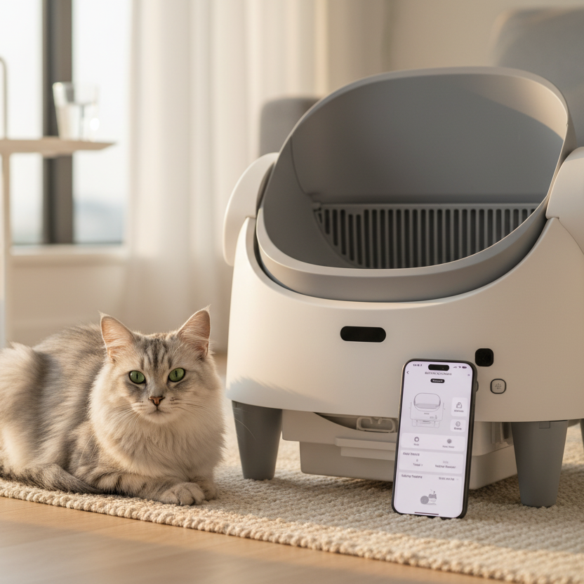 White Cat Litter Box Lifestyle 3
